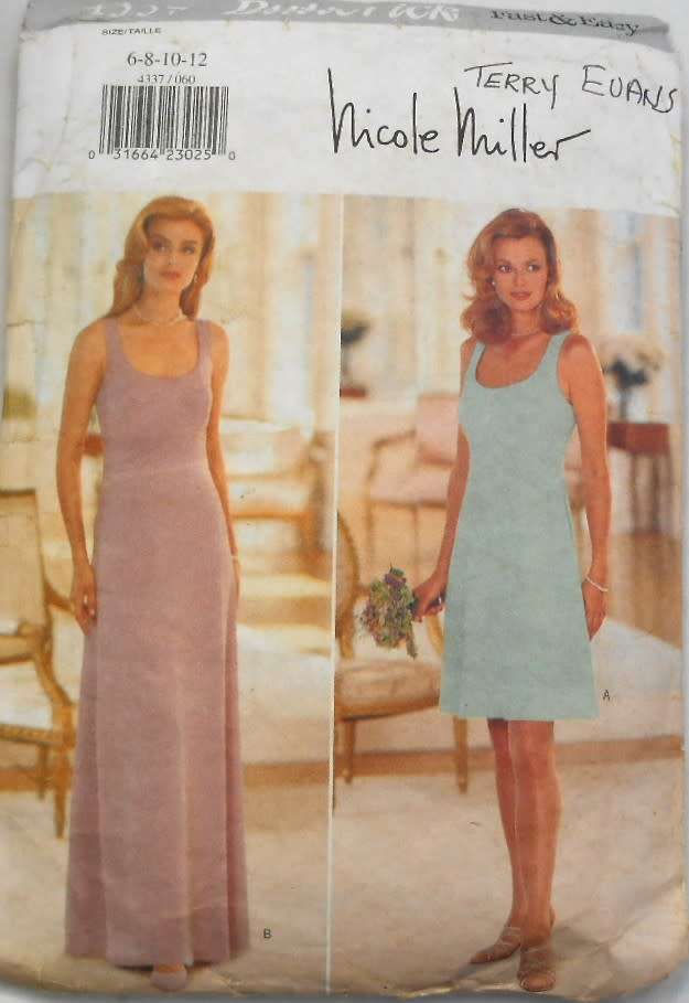 BUTTERICK 4337 EVENING DRESS -CLOSE LINED ABOVE WAIST BODICE SIZE 6-8-10-12 COMPLETE-CUT TO 12