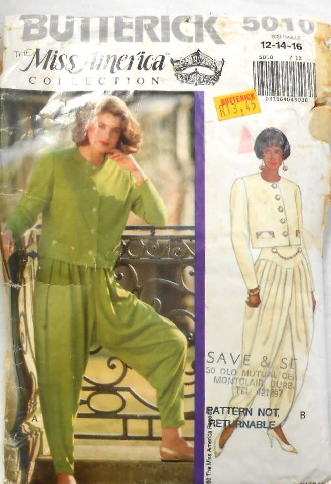 BUTTERICK 5010 LOOSE TOP & PANTS TAPERED TO ANKLE SIZE 12-14-16 COMPLETE-CUT TO 14-ZIPLOC