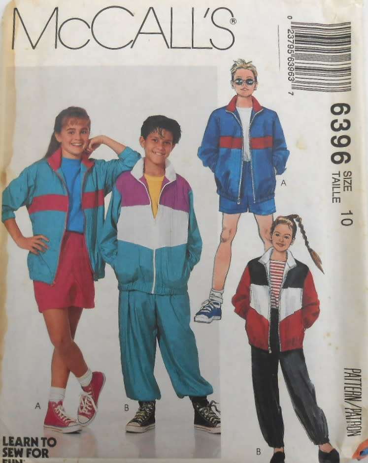 McCALLS 6396 KIDS LINED/UNLINED TRACKSUIT JACKET-PANTS-SHORTS SIZE 10 YEARS COMPLETE-UNCUT-F/FOLDED