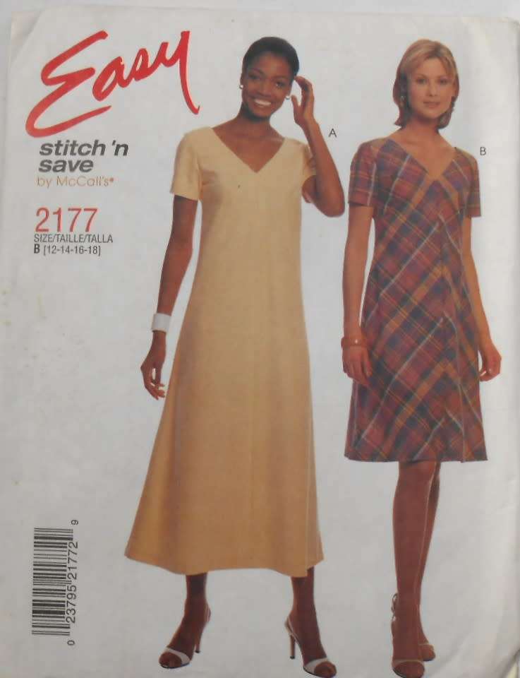 McCALLS 2177 V NECK DRESS SIZE 12-14-16-18 COMPLETE-UNCUT-F/FOLDED