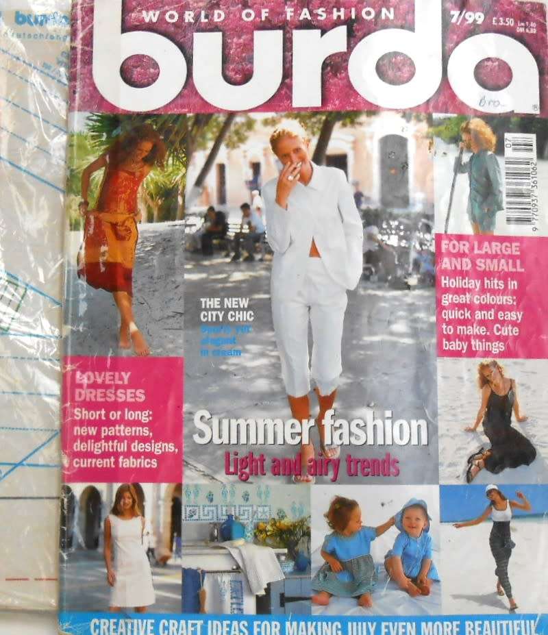 BURDA MAGAZINE-A WORLD OF FASHION-JULY 1999-108 PAGES WITH PATTERN PULLOUT