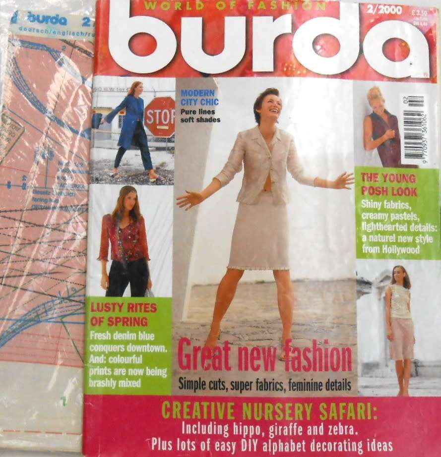 BURDA MAGAZINE-A WORLD OF FASHION-FEBRUARY 2000-112 PAGES WITH PATTERN PULLOUT