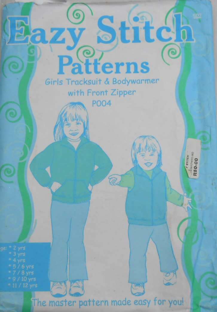 EASY STITCH PATTERNS P 004 GIRLS TRACKSUIT & BODY WARMER+FRONT ZIPPER SIZE 2-12 YRS  COMPLETE-UNCUT