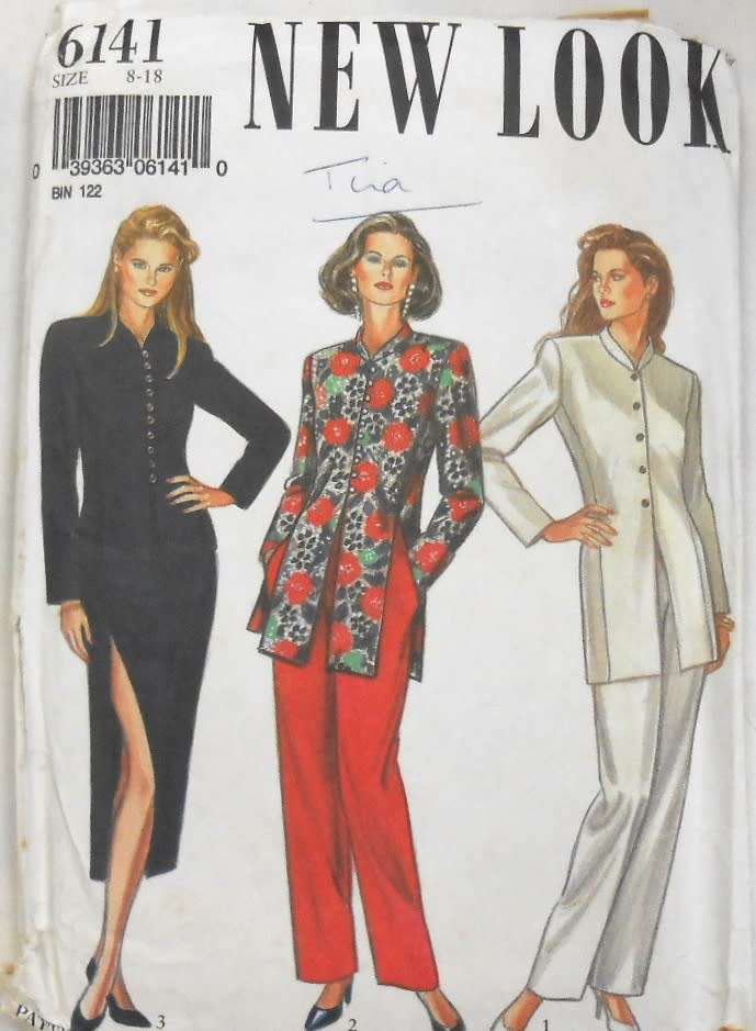 NEW LOOK PATTERNS 6141 STAND UP COLLAR JACKET/TOP-PANTS SIZES-8-18-CUT TO 10 No skirt & tie pattern