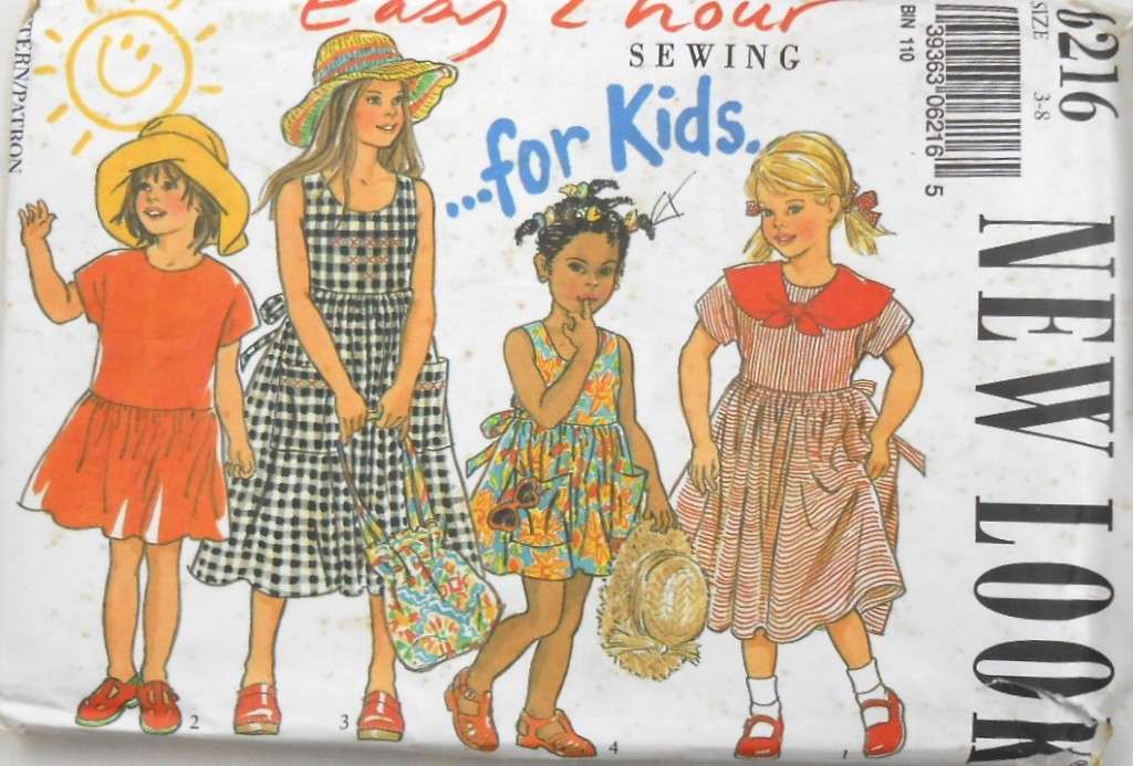 NEW LOOK PATTERNS 6216 GIRLS DRESSES SIZES 3-8 YEARS COMPLETE-CUT TO SIZE 8