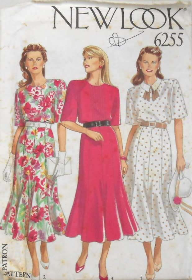 NEW LOOK PATTERNS 6255 STUNNING DRESS WITH FLARED SKIRTS IZES 8-18 COMPLETE-CUT TO 16