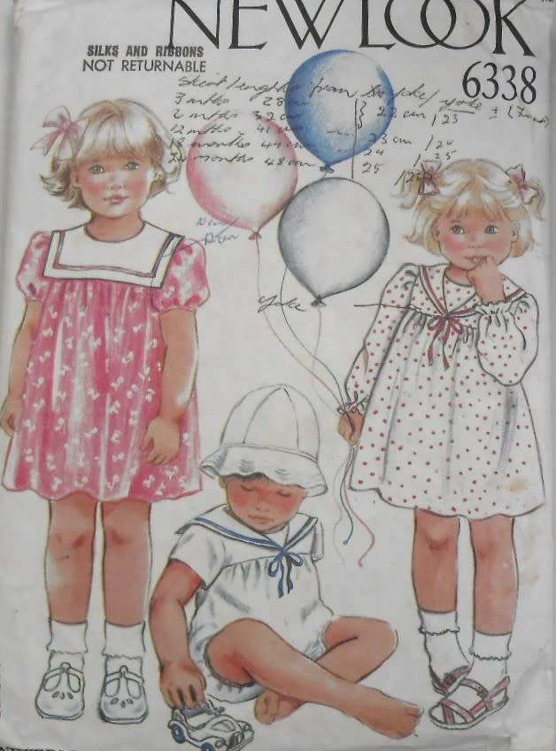 NEW LOOK PATTERNS 6338 TODDLER DRESSES & ROMPER SIZE 3-24 MONTHS-COMPLETE-UNCUT-F/FOLDED