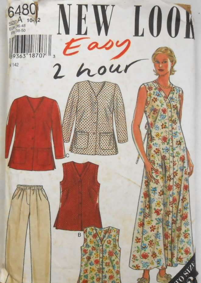 NEW LOOK PATTERNS 6480 DRESS-JACKET-TOP-PANTS SIZE 10-22  COMPLETE-PART CUT