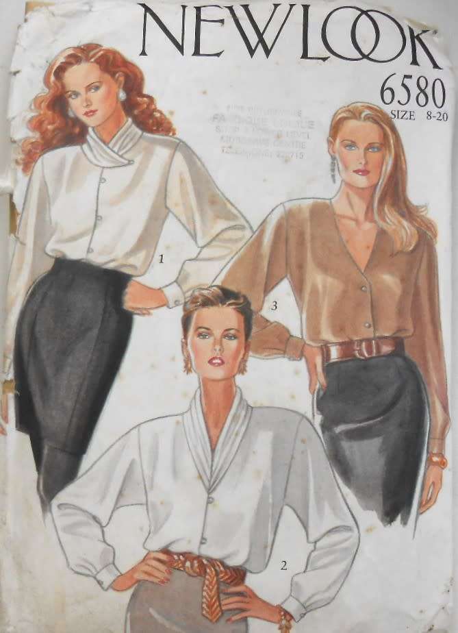 NEW LOOK PATTERNS 6580 BLOUSES SIZE 8-20 -COMPLETE-CUT TO 12-ZIPLOC