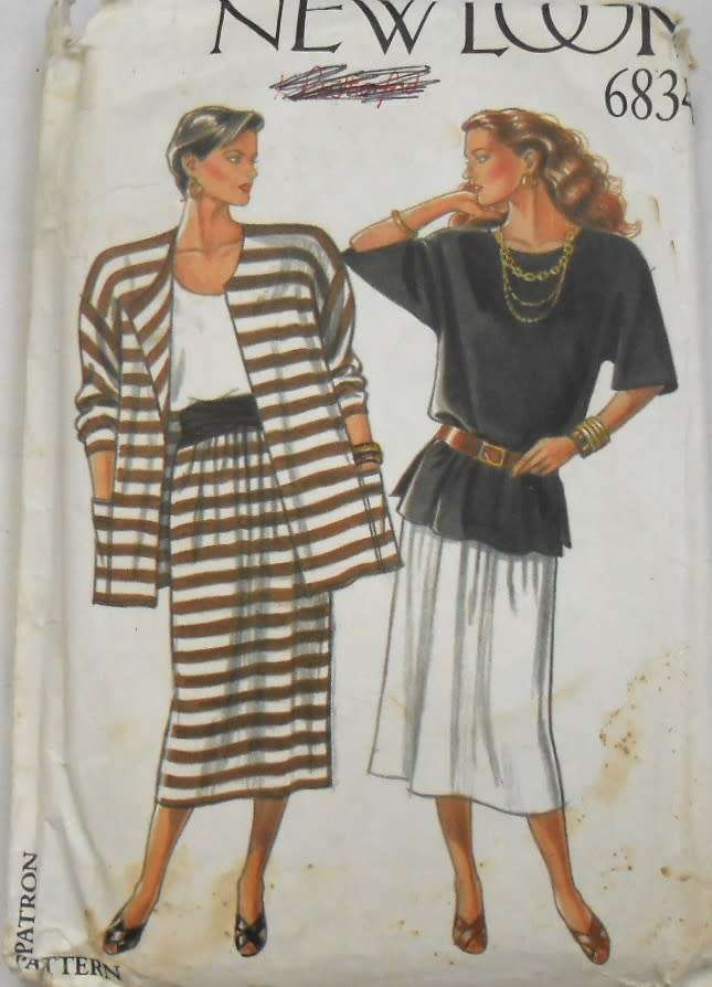 NEW LOOK PATTERNS 6834 JACKET-TOP-TANK TOP-SKIRT SIZE 8-18-COMPLETE-CUT TO 12