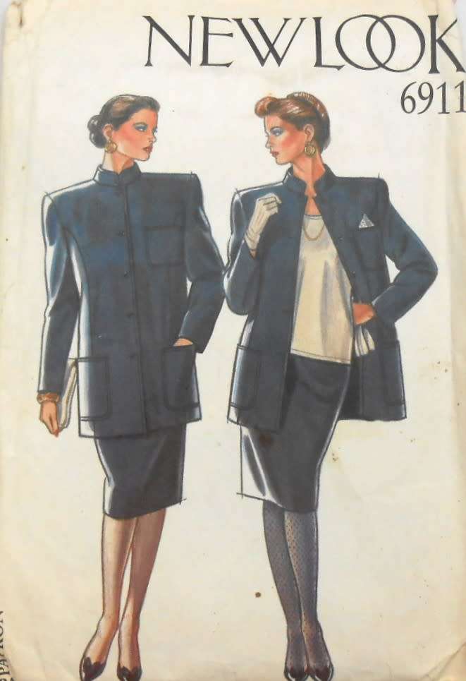 NEW LOOK PATTERNS 6911 STAND UP COLLAR JACKET & SKIRT SIZE 8-18-COMPLETE-CUT TO 18