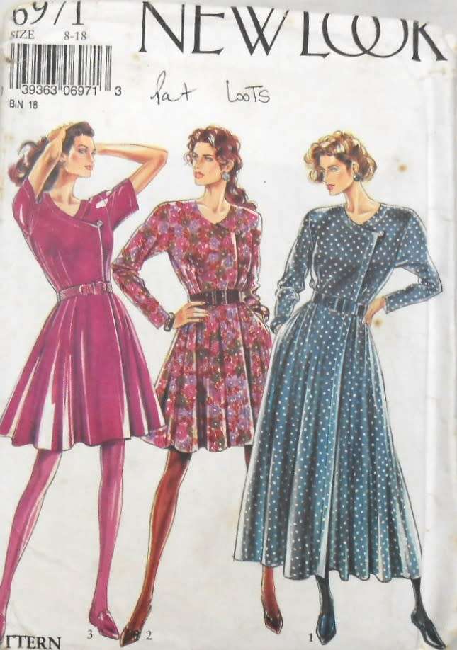 NEW LOOK PATTERNS 6971 DOUBLE BREASTED DRESS-SHORT/LONG SIZE 8-18-COMPLETE-CUT TO 12