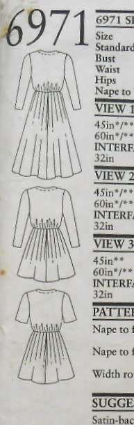 NEW LOOK PATTERNS 6971 DOUBLE BREASTED DRESS-SHORT/LONG SIZE 8-18-COMPLETE-CUT TO 12