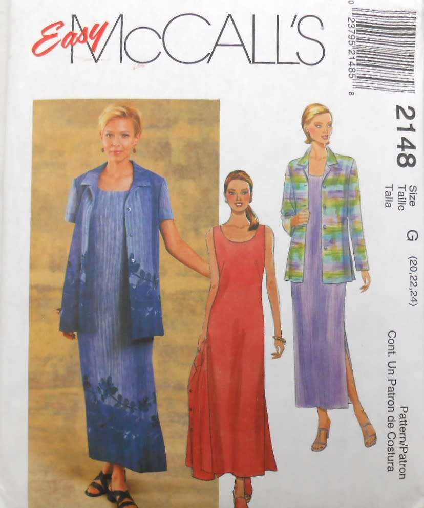 McCALLS 2148 DRESS & UNLINED JACKET SIZE 20-22-24-COMPLETE-UNCUT-F/FOLDED