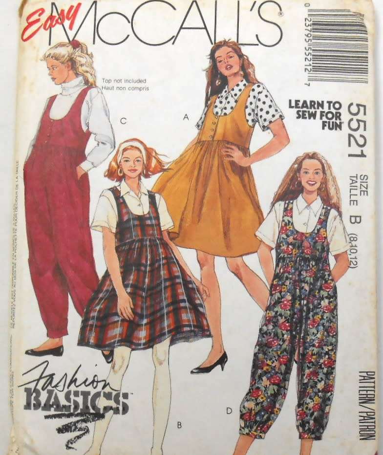 McCALLS 5521 SHIRT-PINAFORE-JUMPSUITS SIZE 8-10-12 COMPLETE-UNCUT-F/FOLDED