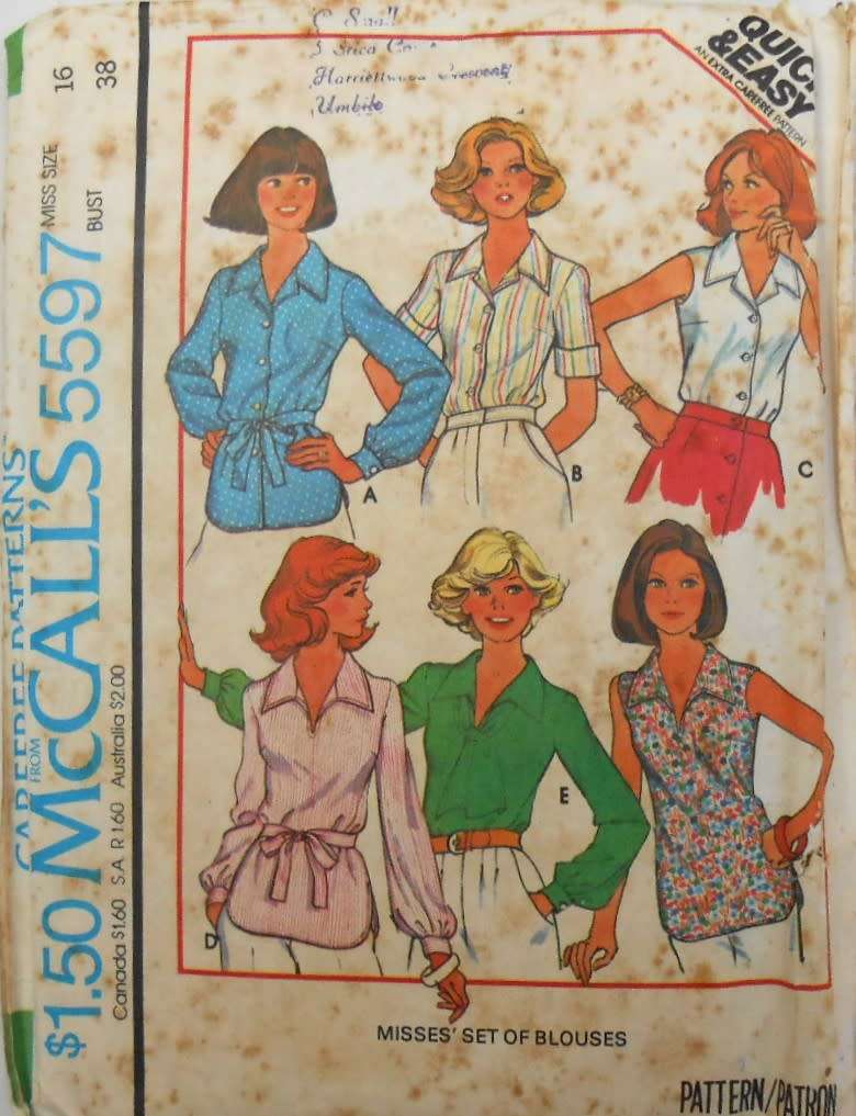 McCALLS 5597 SET OF BLOUSES SIZE 16 BUST 38 COMPLETE