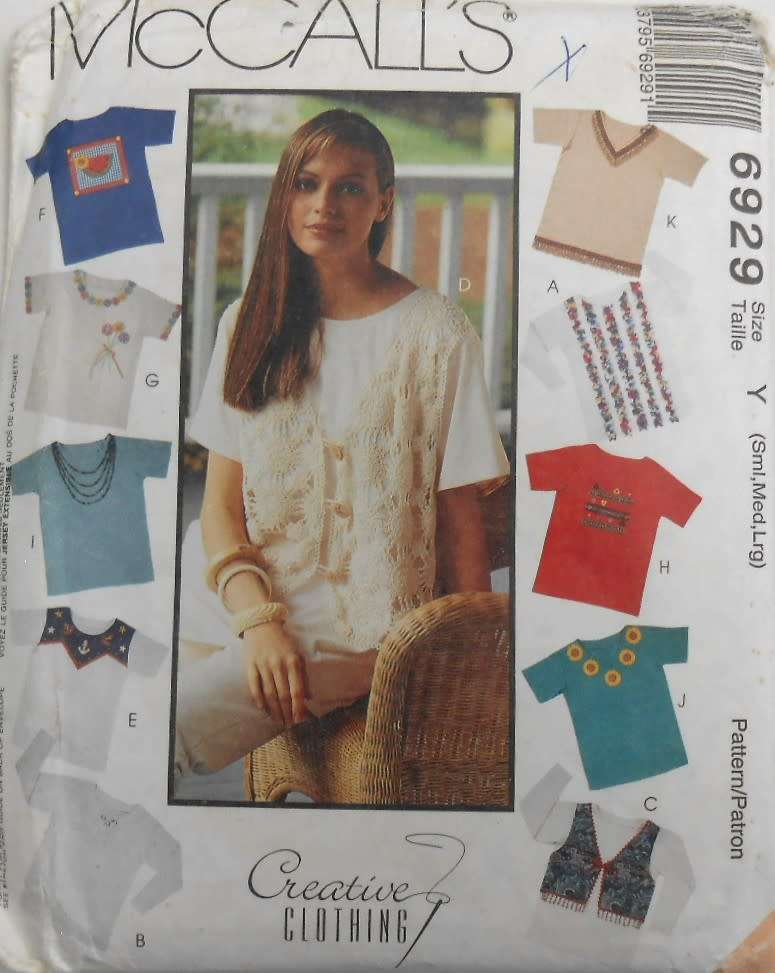 McCALLS 6929 T SHIRTS STRETCH FABRIC SIZE S-M-L(8-18)- COMPLETE-UNCUT-F/FOLDED