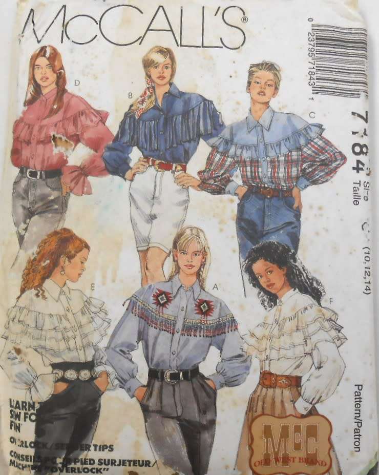 McCALLS 7184 LOOSE FITTING YOKED SHIRTS SIZE 10-12-14COMPLETE-UNCUT-F/FOLDED