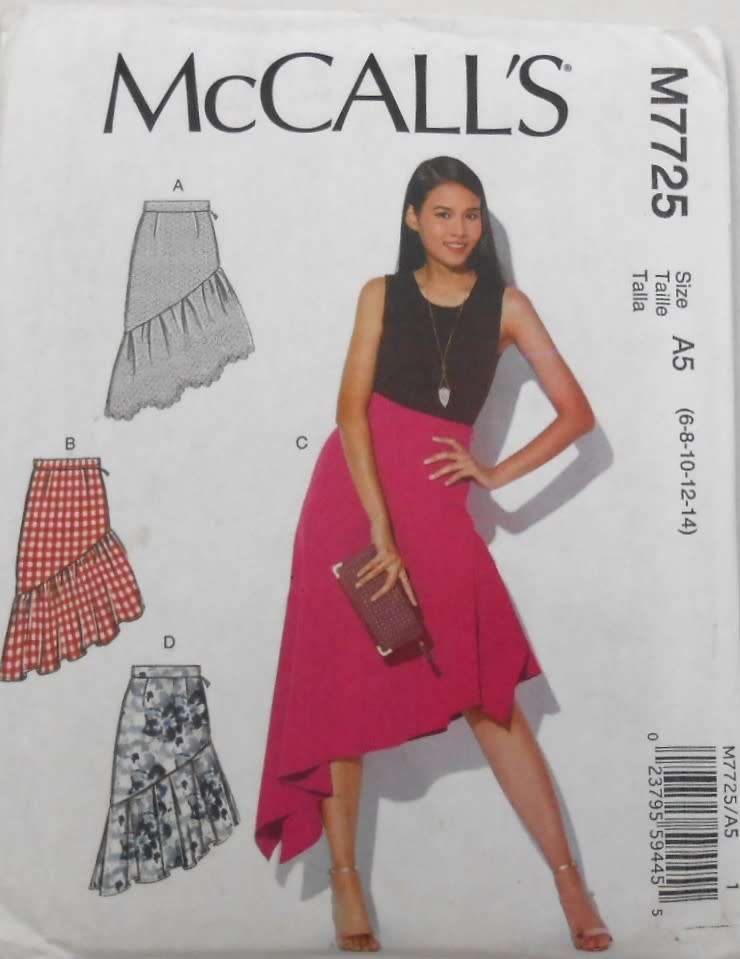 McCALLS M7725 SEMI FITTED SKIRTS SIZE 6-8-10-12-14 COMPLETE-UNCUT-F/FOLDED