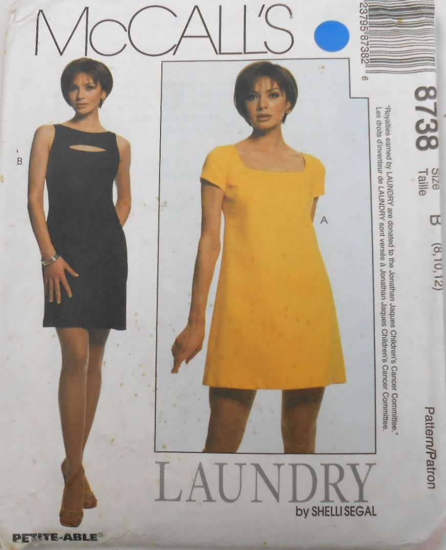 McCALLS 8738 STUNNING LINED DRESSES SIZE 8-10-12 COMPLETE-CUT TO 12