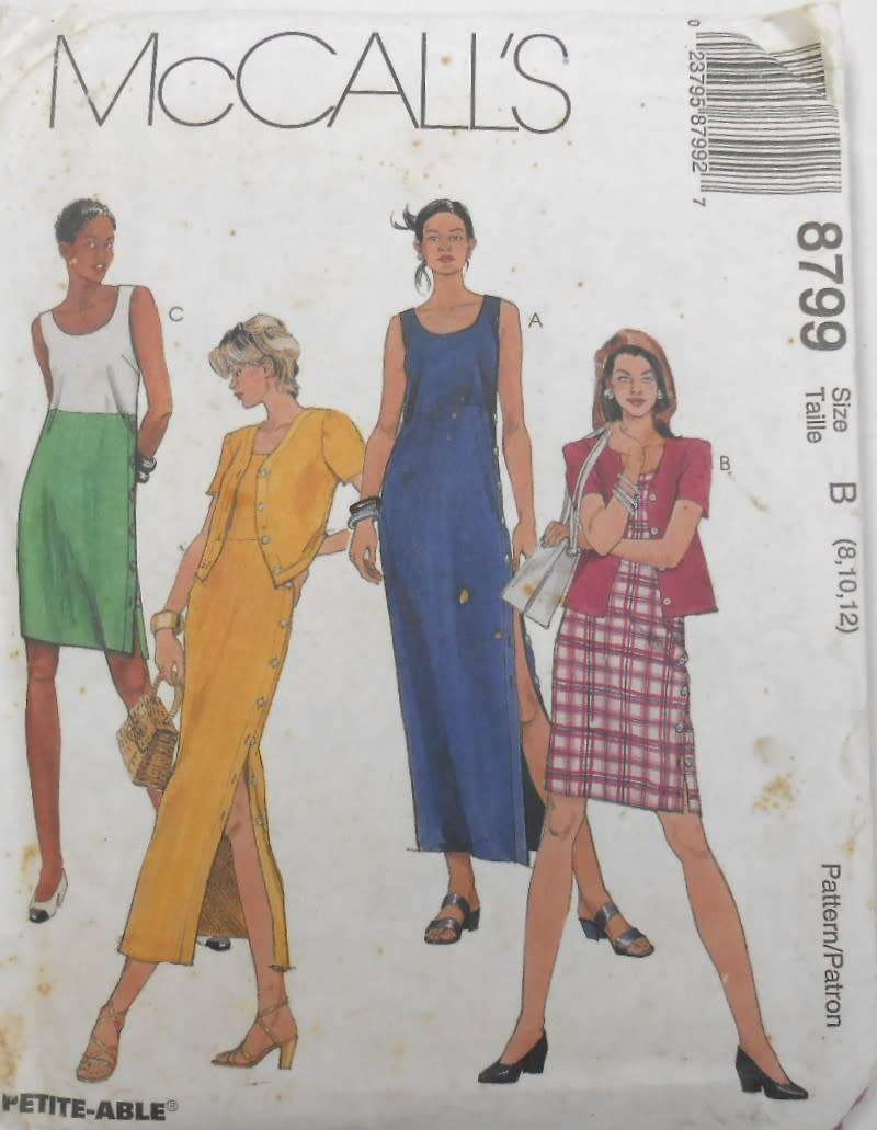 McCALLS 8738 UNLINED SHORT JACKET & DRESS SIZE 8-10-12 COMPLETE-UNCUT-F/FOLDED