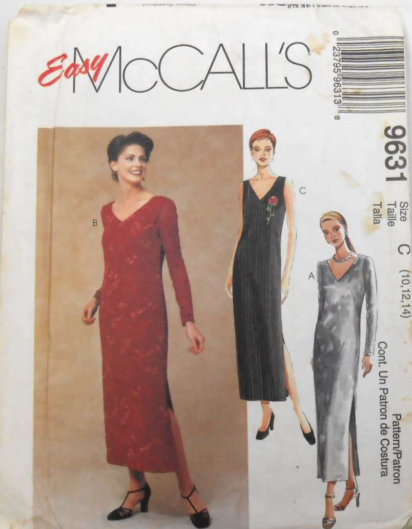 McCALLS 9631 V NECK DRESS WITH SIDE SEAM SIZE 10-12-14 COMPLETE-UNCUT-F/FOLDED
