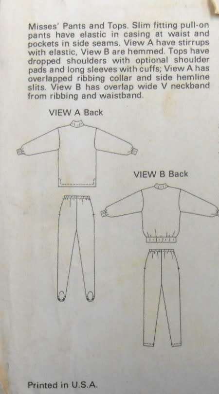 KWIK SEW 2057 TRACKSUIT V NECK TOP- STIRRUP PANTS OR HEMMED PANTS SIZE XS-S-M-L-XLCOMPLETE-UNCUT-F/F