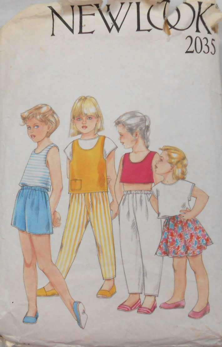 NEW LOOK 2035 KIDS TANK TOP-CROPPED TOP-SKIRT-PANTS-SHORTS SIZE 3-8 YEARS COMPLETE-CUT T0 8-ZIPLOC