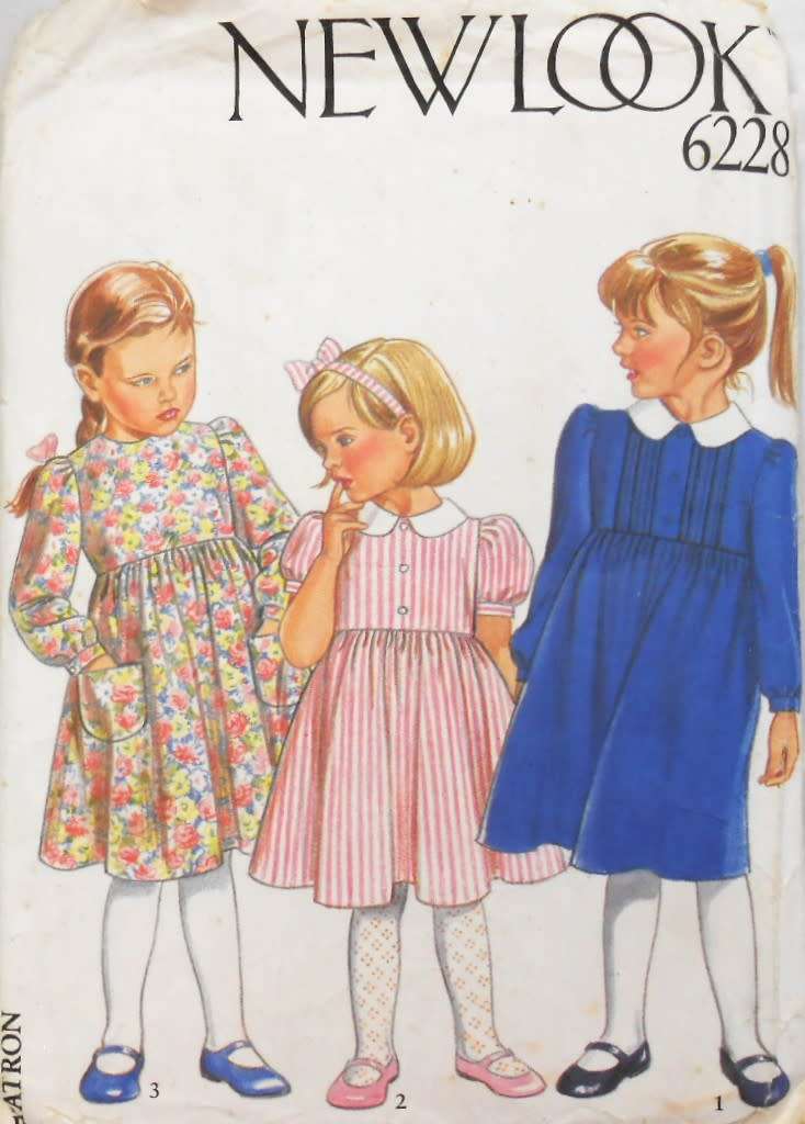 NEW LOOK PATTERNS 6228 GIRLS DRESSES SIZE 1-6 YEARS COMPLETE-CUT TO SIZE 6 YEARS