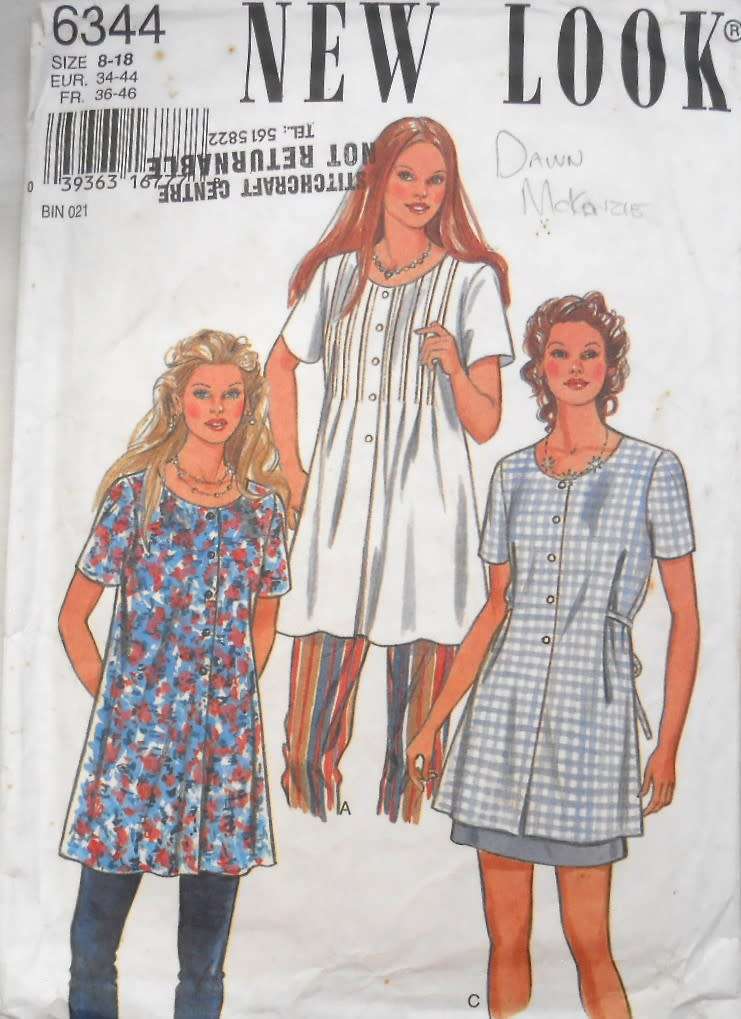 NEW LOOK PATTERNS 6344 SET OF BLOUSES SIZE 8-18 COMPLETE- A & B CUT TO 12 & C CUT TO 16