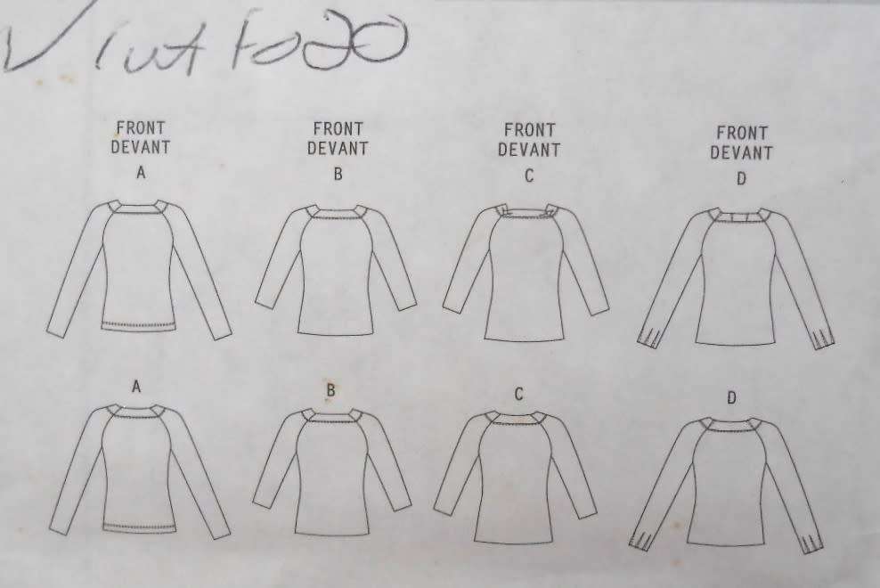 VOGUE V8636 FITTED PULLOVER TOP  SIZE 16-18-20-22-24 COMPLETE-CUT TO 20