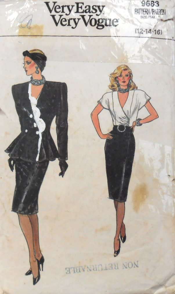 VOGUE 9683 JACKET-BLOUSE SIZE 12-14-16 -CUT TO 16-NO SKIRT SUPPLIED-ZIPLOC