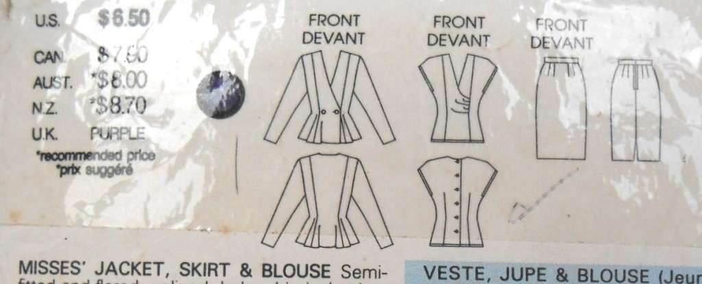 VOGUE 9683 JACKET-BLOUSE SIZE 12-14-16 -CUT TO 16-NO SKIRT SUPPLIED-ZIPLOC