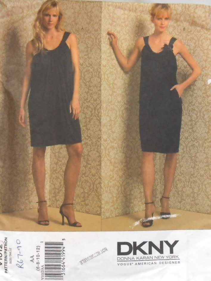 VOGUE V1012  DYNY LOOSE FITTING A-LINE DRESS SIZE 6-8-10-12 COMPLETE-UNCUT-F/FOLDED (REFOLDED)