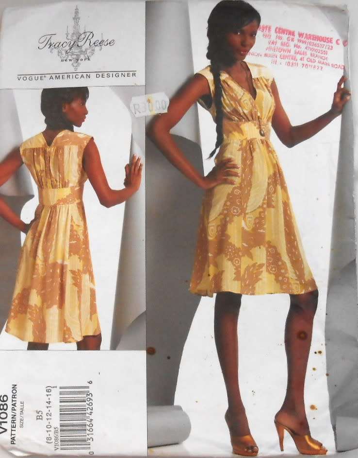 VOGUE V1086  AMERICAN DESIGNER-SLIGHTLY FLARED DRESS  SIZE 8-10-12-14-16 COMPLETE-UNCUT-F/FOLDED