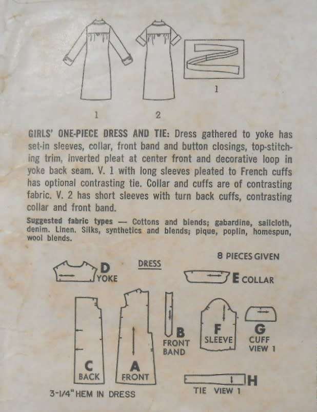 SIMPLICITY 6669 GIRLS ONE PIECE DRESS & TIE SIZE 7 YEARS BREAST 25 SEE LISTING