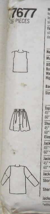 SIMPLICITY 7677 SHORTS-TOP-UNLINED JACKET SIZE PT-MD(6-16) COMPLETE-PART CUT TO MED