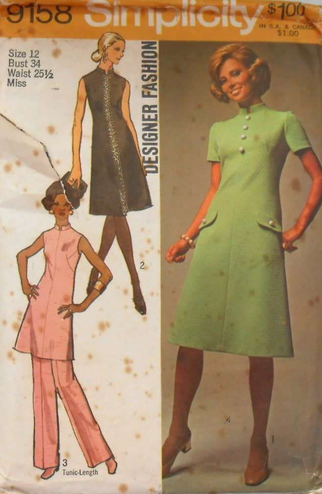 SIMPLICITY 9158 FASHION DESIGN DRESS SIZE 12 BUST 34  COMPLETE