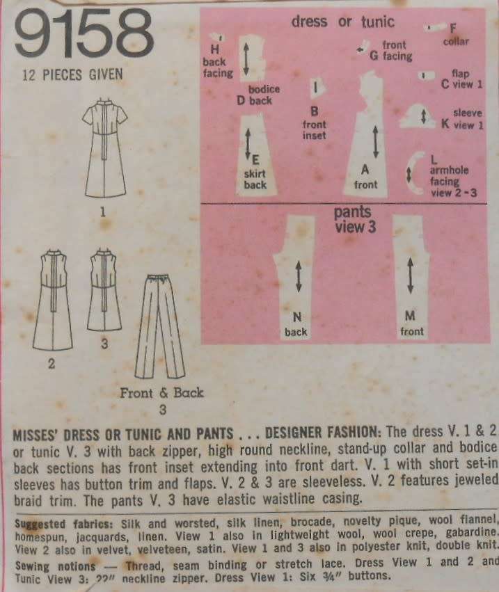 SIMPLICITY 9158 FASHION DESIGN DRESS SIZE 12 BUST 34  COMPLETE