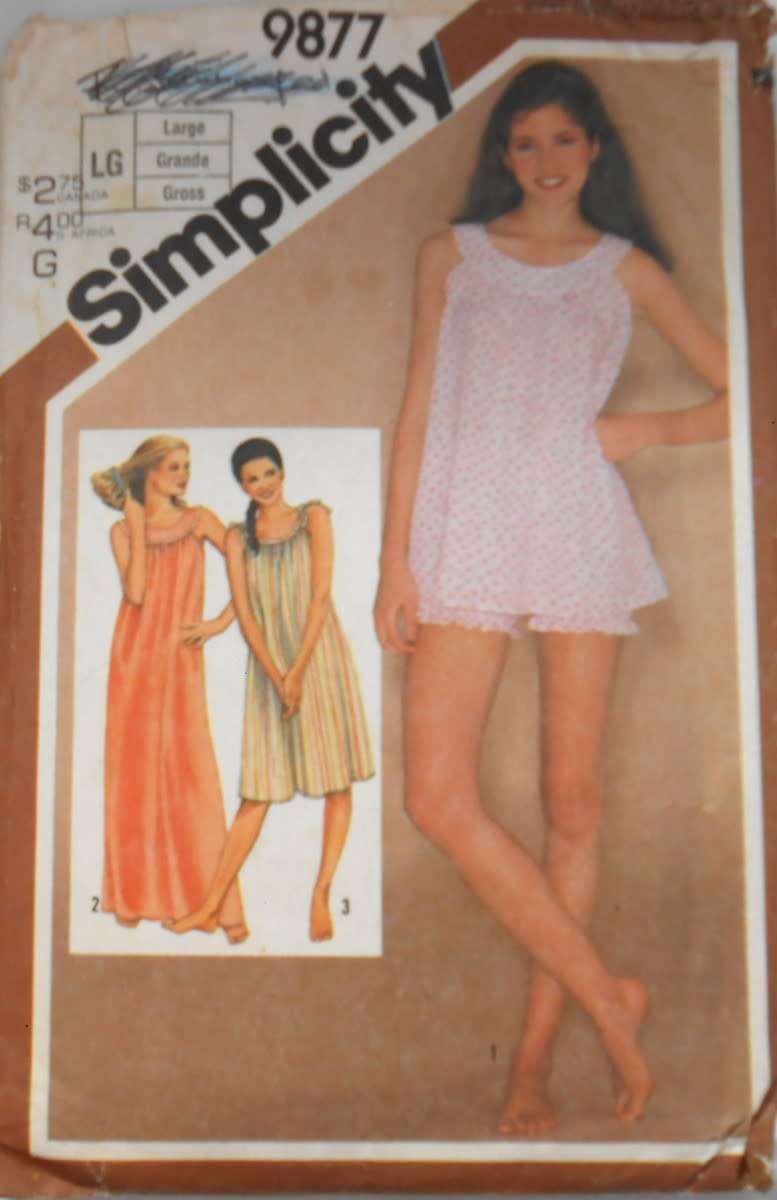 SIMPLICITY 9877 PULLOVER NIGHTGOWN SIZE MEDIUM 14-16 COMPLETE