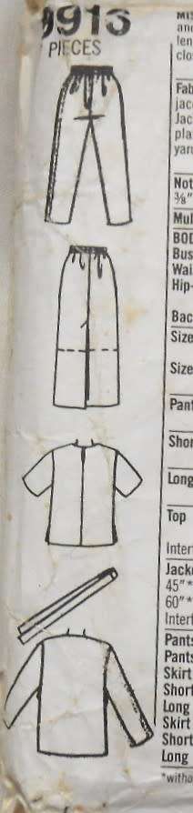 SIMPLICITY 9915 SKIRT-TOP-PANTS-UNLINED JACKET-TIE BELT  SIZE LARGE PT-XL COMPLETE-CUT TO XL