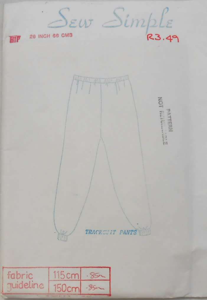 SEW SIMPLE 7 -TRACKSUIT PANTS SIZE 26 or 66 cm -COMPLETE-UNCUT-F/FOLDED