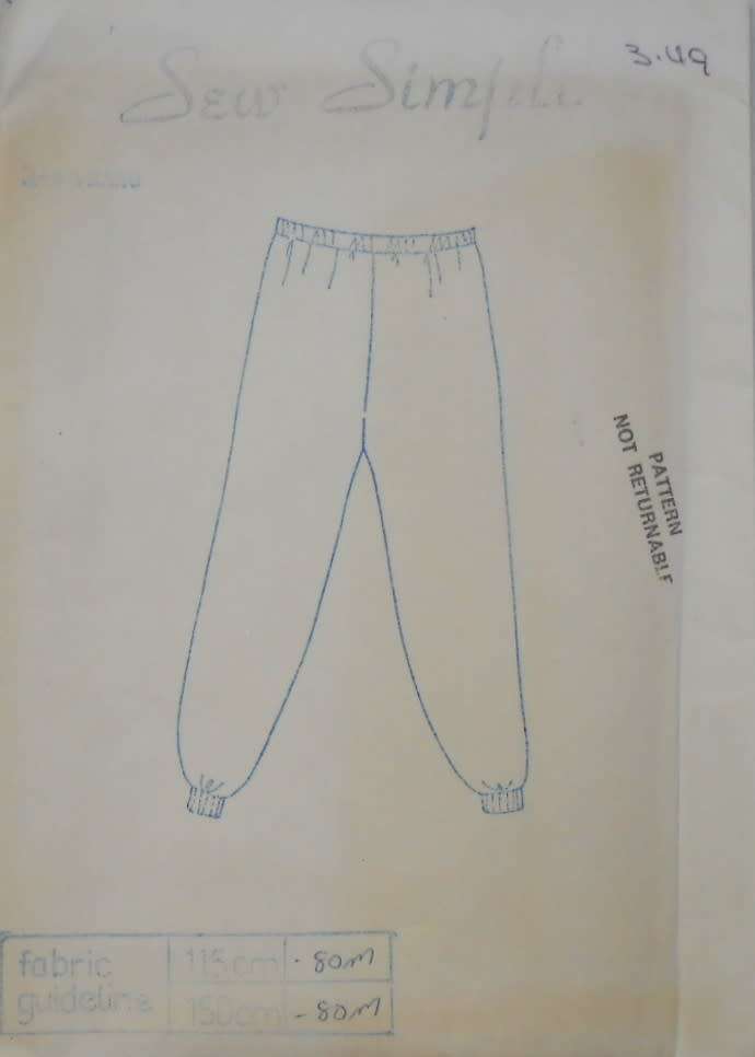 SEW SIMPLE 7 -TRACKSUIT PANTS SIZE 5-6 YEARS -COMPLETE