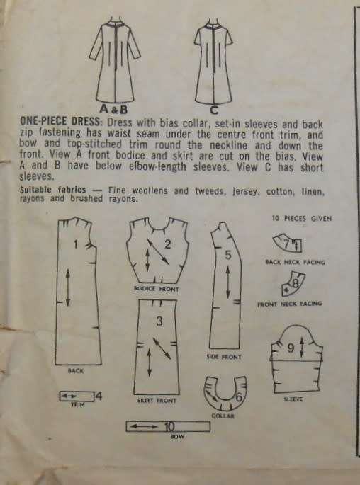 VINTAGE STYLE 2033 ONE PIECE DRESS SIZE BUST 38 COMPLETE