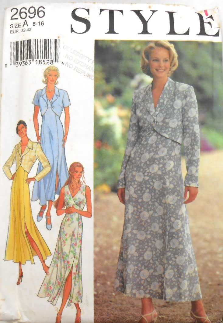 STYLE 2696 FLARED PANEL DRESS & BOLERO SIZE 6-16COMPLETE-UNCUT-F/FOLDED