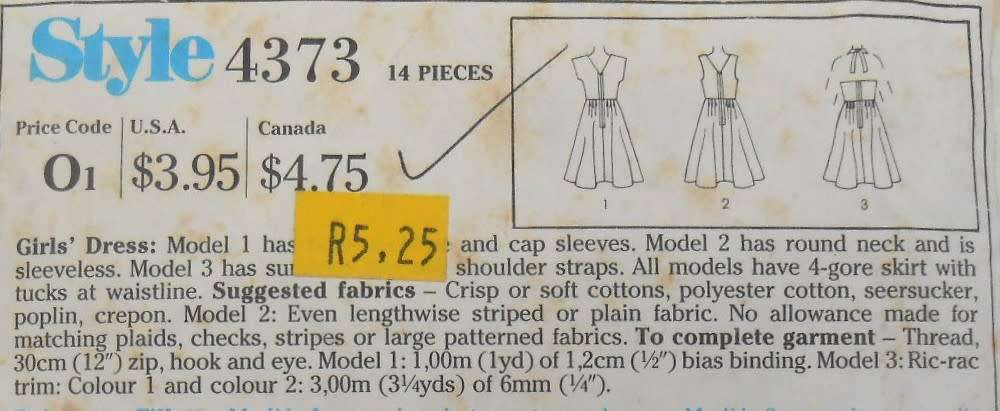 STYLE 4373 GIRLS DRESS SIZE 10-12-14 YEARS COMPLETE