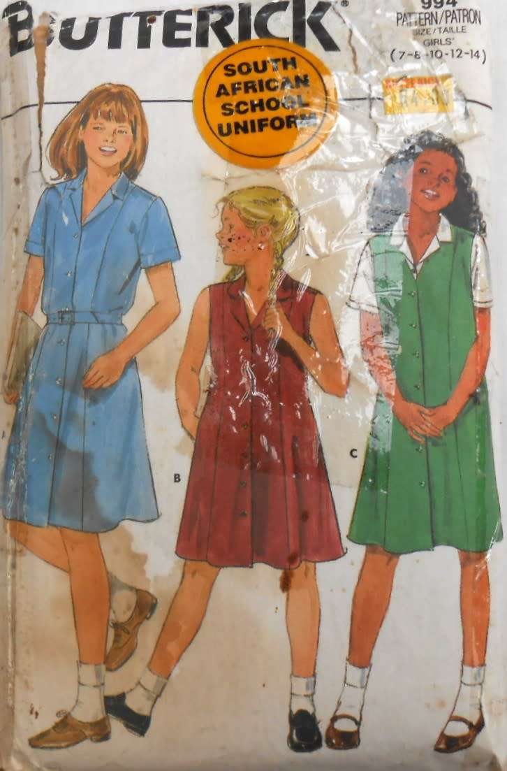 BUTTERICK 994 - SA SCHOOL UNIFORM DRESS SIZE 7-14 YEARS - COMPLETE-UNCUT-F/FOLDED