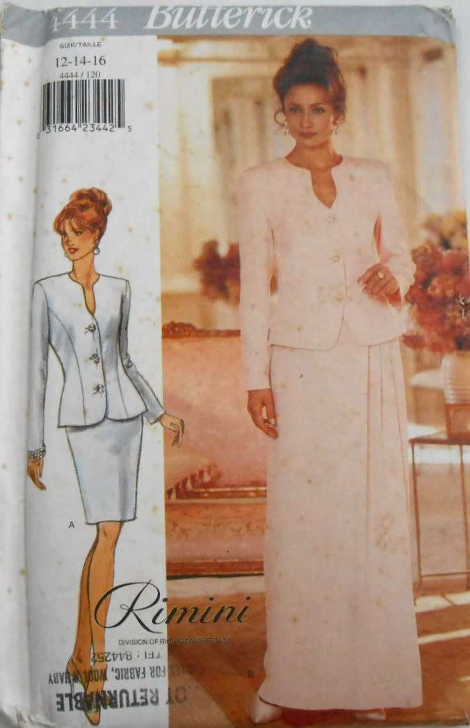 BUTTERICK 4444 STUNNING LINED JACKET & SKIRT SIZE 12-14-16 COMPLETE-UNCUT-F/FOLDED