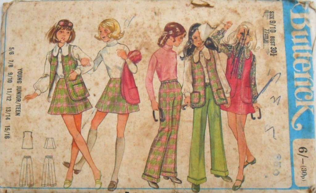 BUTTERICK 5604 TEEN WAISTCOAT-PANTS-SKIRT-SIZE 9/10 BREAST 30 1/2 COMPLETE-UNCUT-F/FOLDED