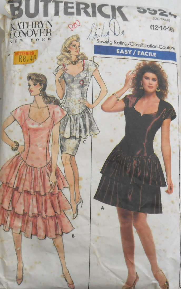 BUTTERICK 5924 wOw DRESS WITH RUFFLES SIZE 12-14-16 COMPLETE-CUT TO 16